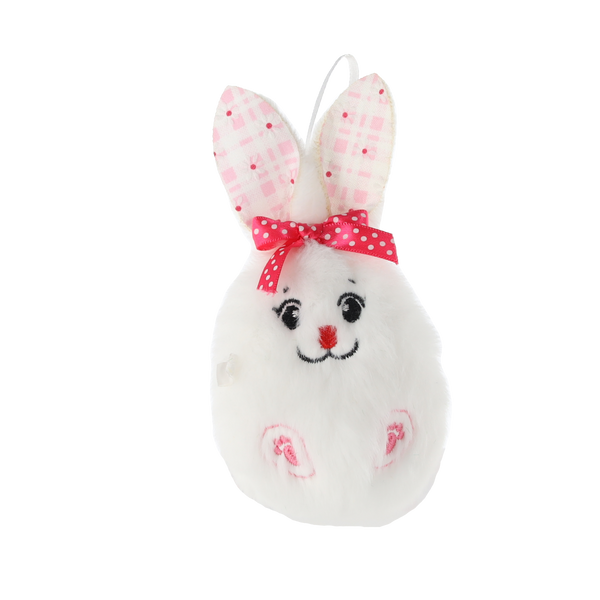 VELIKONOČNÍ DEKORACE - ZAVĚŠENÍ S PÍŠŤALKOU 6 x 13 CM ZAJÍČEK MIX 3 VZORY balení=12ks *9151