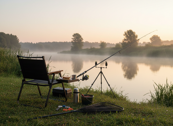 KRZESŁO TURYSTYCZNE / WĘDKARSKIE SKŁADANE Z PODSTAWKĄ 52 x 43 x 67 CM