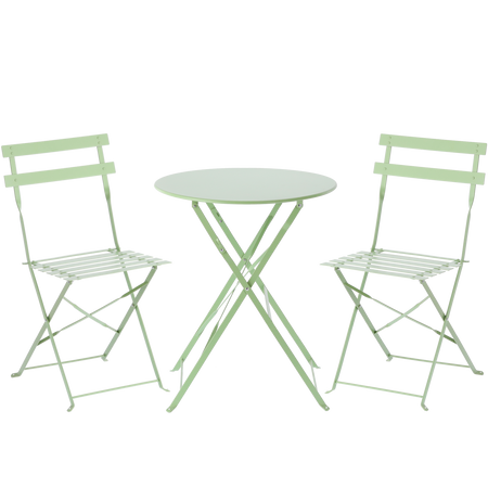 SET DE MOBILIER PENTRU GRĂDINĂ VERDE (MASĂ ROTUNDĂ + 2 SCAUNE) *5134