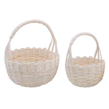 ZESTAW 2 KOSZYKÓW RATTANOWYCH Z UCHWYTEM – BIAŁY