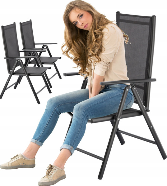 KRZESŁO OGRODOWE SKŁADANE ALUMINIUM 66 x 56 x 107 CM SZARE *3804