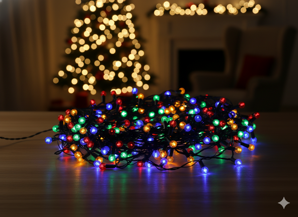 LED LAMPY ČEREŠŇOVÉ POUKAZY 200L MULTIKOLOR, DĹŽKA 3 + 16 M *9980