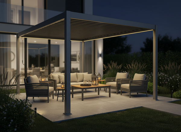 PERGOLA ALUMINIOWA BIOKLIMATYCZNA LED 3 x 4 x 2,5 M ANTRACYT