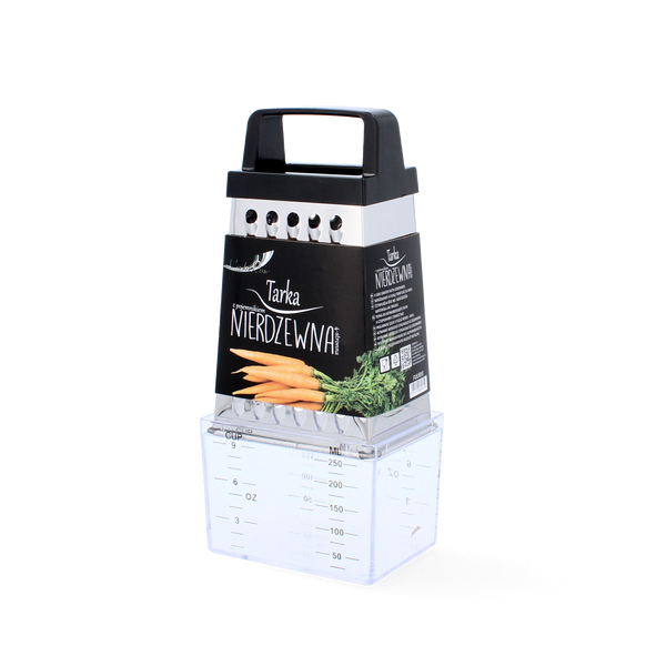 STAINLESS STEEL 4-SIDED GRATER WITH CONTAINER H: 20 CM PACK=12PCS (FUS65N)