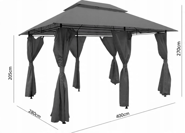 ALTANA PAWILON OGRODOWY Z ZASŁONAMI BOCZNYMI - BEŻOWY 3 X 4M *0372