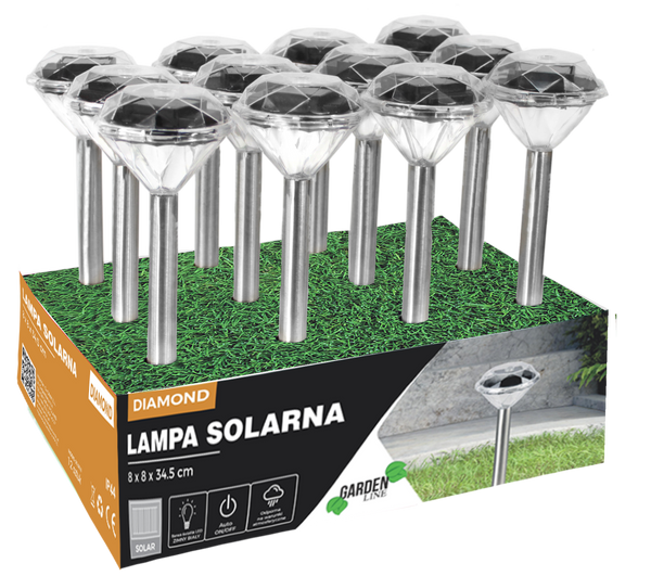 LAMPA SOLARĂ DIAMANT 8 x 8 x 34,5 CM disp.12buc *0618