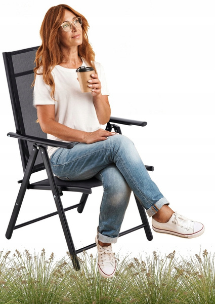 FOLDING GARDEN CHAIR STEEL 66 x 53 x 107 CM BLACK