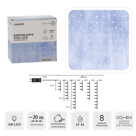 COLD WHITE ICICLE CURTAIN 500L
