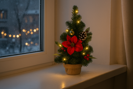 CHOINKA BOŻONARODZENIOWA 10 LED 40 CM CZERWONO-ZŁOTA *0738