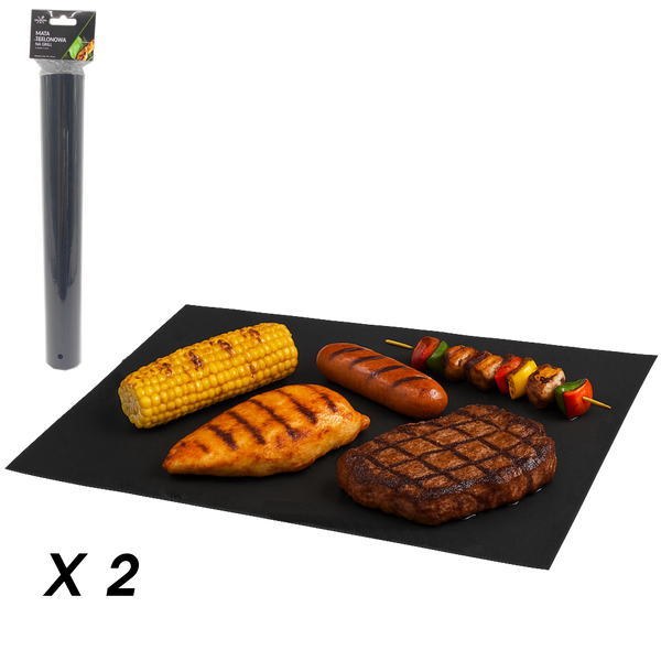 SET OF 2 TEFLON GRILL MATS FOR BBQ 40 x 33 CM