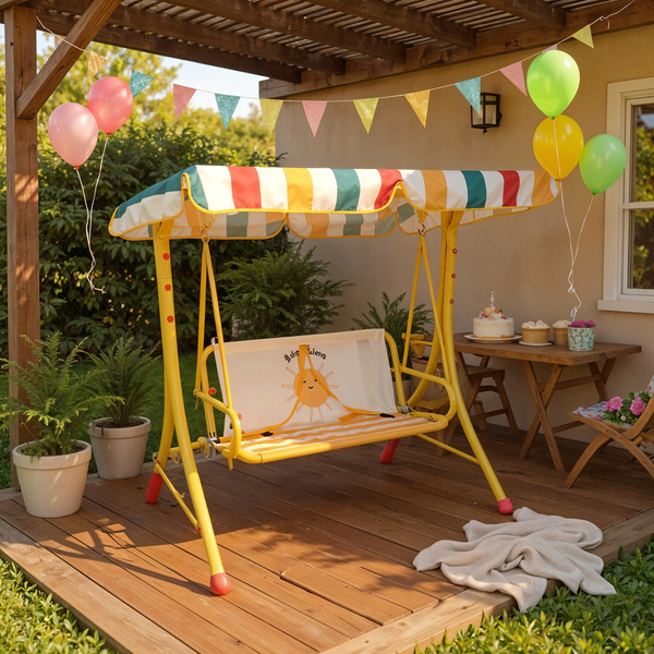 TWO-SEATER GARDEN SWING 117 x 73 x 107 CM WITH A CAP