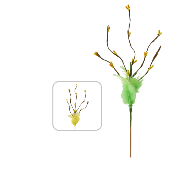 VELIKONOČNÍ OZDOBY NA ŠPEJLI - VĚTEV 32 CM MIX 2 BARVY *9588