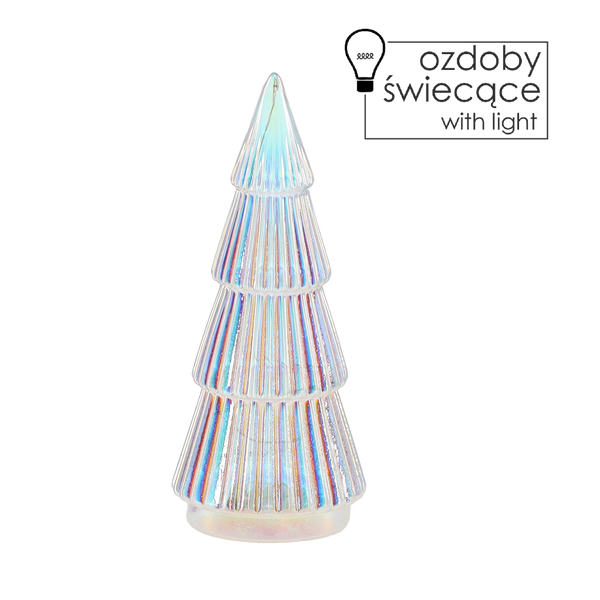 BOMBKA SZKLANA - CHOINKA SREBRNA LED 8 x 19 CM *1860