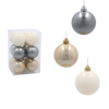 SET OF 12 BAUBLES 6 CM CHAMPAGNE/GRAY/WHITE