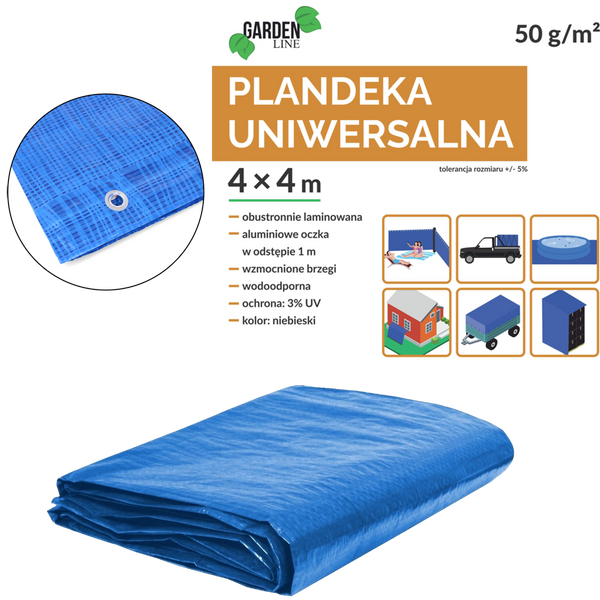 PLASTIC DE 4 x 4 M (+/- 5%) 50GSM 3%UV ALBASTRU *4096