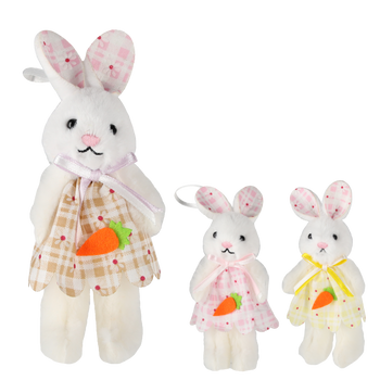 OZDOBA WIELKANOCNA - ZAWIESZKA 6 x 11 CM ZAJĄCZEK Z MARCHEWKĄ MIX 3 KOLORÓW opak=12szt *9182