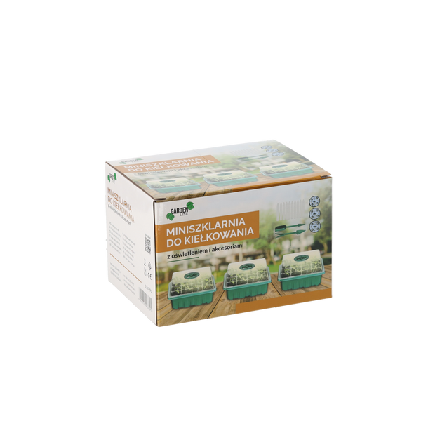 SET 3 TAVITE 12 LOCURI MINI SERĂ PENTRU GERMINARE CU ACCESORII LED *3791