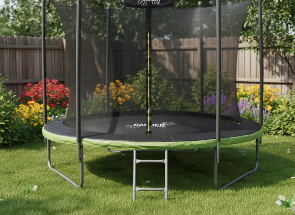 TRAMPOLINA 10FT 312 CM Z DRABINKĄ I SIATKĄ WEWNĘTRZNĄ 