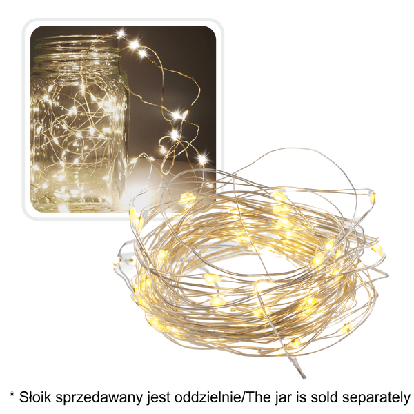 DECORATIVE LIGHT WIRE WITH 20 LED LIGHTS BATTERY-POWERED