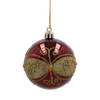 SET OF 6 CHRISTMAS BAUBLES DARK RED 7 CM