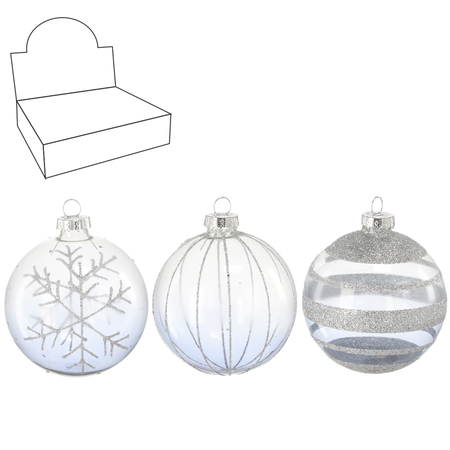 GLASS ORNAMENT - TRANSLUCENT DECORATED MIXED PATTERNS 8 CM