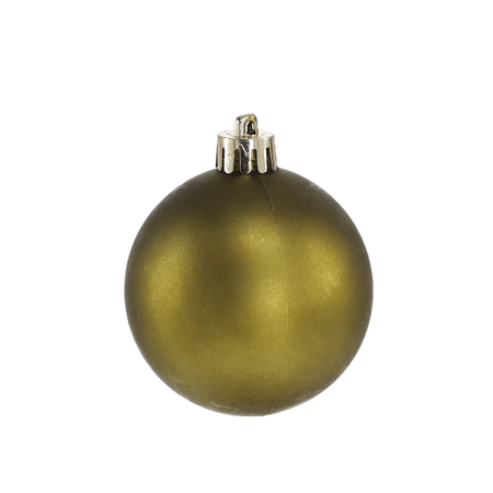 SET OF 24 BAUBLES 6 CM OLIVE/COPPER/GRAPHITE MIX DESIGNS