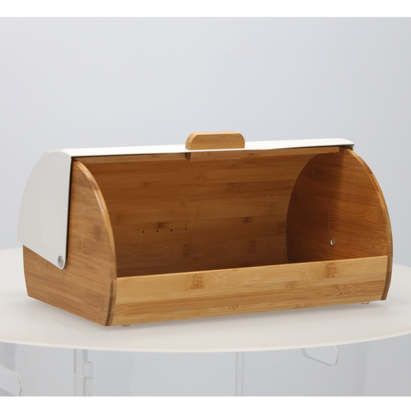 CHLEBAK ANISE - BAMBUSOVÝ S KOVOVÝM POKRYVOM 38 x 28 x 18,5 CM BIELY