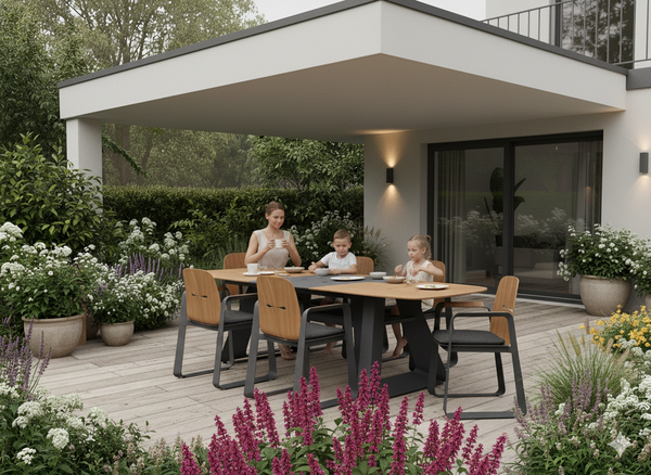 STÓŁ ALUMINIOWY "THOMPSON" SZARY 180/240 x 90 x 78 CM