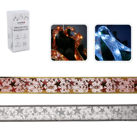 CHRISTMAS RIBBON LED MIX COLOURS WARM WHITE