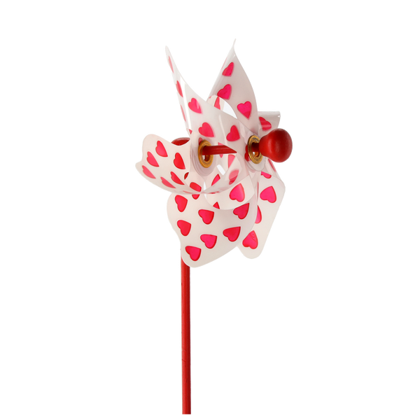 PINWHEEL WITH HEARTS 9 x 27,5 CM WHITE/RED
