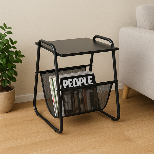 STOLIK BOCZNY Z GAZETNIKIEM 40 x 40 x 55 CM CZARNY *1197