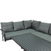 ALUMINUM FURNITURE SET (CORNER SOFA + POUF + TABLE WITH ADJUSTABLE HEIGHT) GREY + GREY CUSHIONS