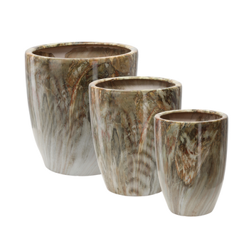 ZESTAW 3 OSŁONEK CERAMICZNYCH NA DONICZKI 34,5, 38, 42 CM ZDOBIONE