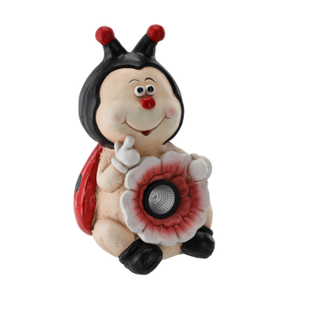 GARDEN FIGURINE – LADYBUG WITH FLOWER 22 X 20 X 36 CM LED