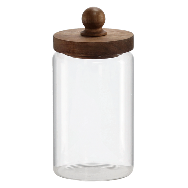 BORCAN DIN StICLĂ DE 1L CU CAPAC DIN Lemn *0789