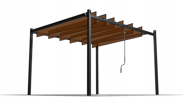 PERGOLA GARDEN WITH MOVABLE LOUVERS MADE OF POLYCARBONATE 3 X 3 M BROWN