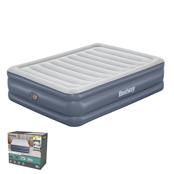 Bestway 80" x 60" x 20"/2.03m x 1.52m x 51cm Tritech Air Mattress Queen Built-in AC Pump