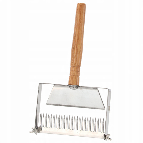 ODSKLEPIACZ DO MIODU ZE STALI NIERDZEWNEJ Z DREWNIANĄ RĄCZKĄ 25 x 13 CM opak=10szt *2687