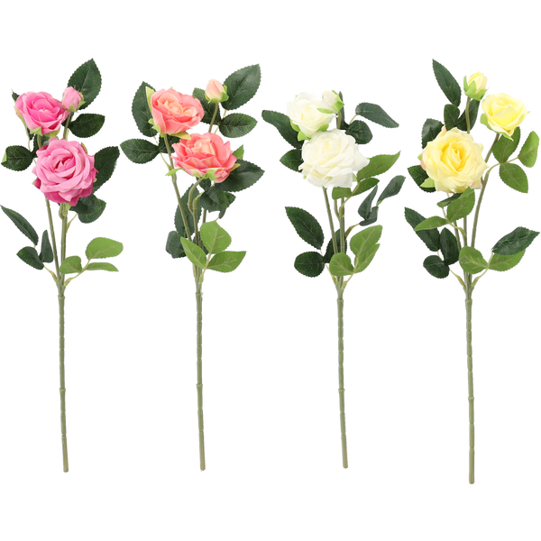 ARTIFICIAL FLOWER - 3 ROSES 38 CM MIX COLORS