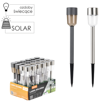 SOLAR LAMP SALMA 4.7 x 4.7 x 34 CM SILVER TRANSPARENT / GRAY SMOKE WARM WHITE disp=24pcs