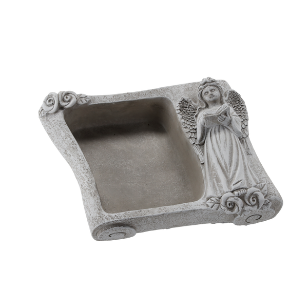 BOOK WITH ANGEL CEMENT POT - GREY 25 X 18,5 X 9,5 CM