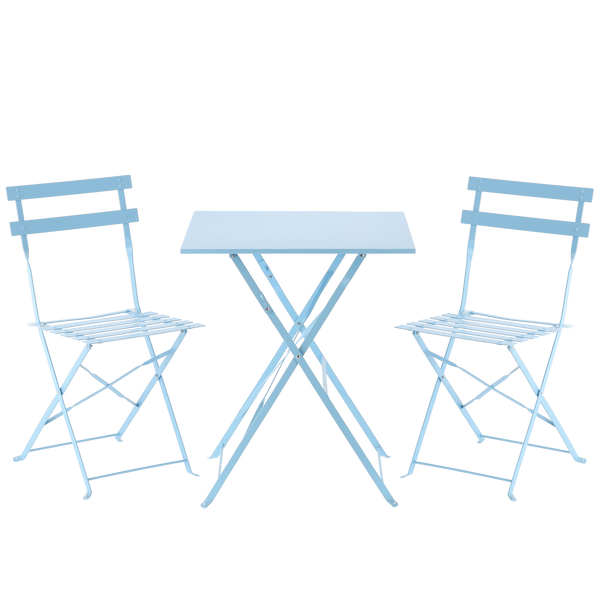 ZESTAW MEBLI OGRODOWYCH NIEBIESKI (STÓŁ KWADRATOWY + 2 KRZESŁA)