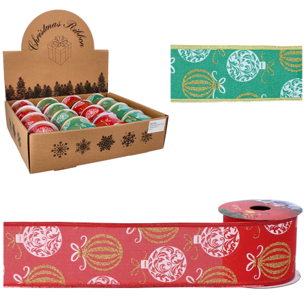 FÎȘIE DECORATIVĂ DE SĂRBĂTOARE 6,3CM X 2,7M BOMBONE MIX DE CULORI pachet=16buc. *2268