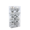 SET OF 8 CHRISTMAS BAUBLES SILVER 6 CM