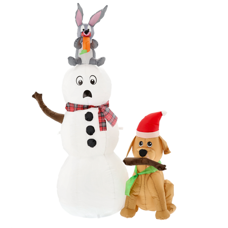 INFLATABLE SNOWMAN WITH A DOG LED 180 CM