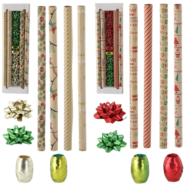 VIANOČNÝ BALIACI SET 70 x 200 CM KRAFT MIX VZOROV *6543