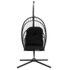 FOTEL WISZĄCY SKŁADANY ERIS CZARNY, PODUSZKA - CZARNA, RAMA - CZARNA