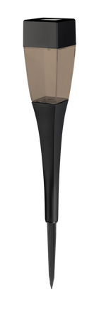 SOLÁRNA LAMPA NEDA 4,9 x 4,9 x 38 CM STRIEBORNÁ PRIESVITNÁ/ ČIERNA DYMOVÁ STUDENÁ BIELA disp=24ks *4269