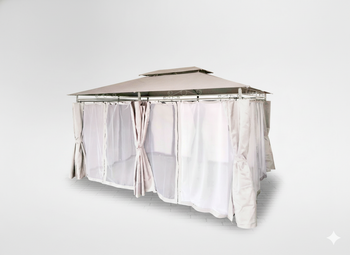 ALTANA  PAWILON OGRODOWY Z ZASŁONAMI BOCZNYMI - BEŻOWY 3 X 4M