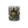 SET OF 12 BAUBLES 6 CM OLIVE/COPPER/GRAPHITE TUBE
